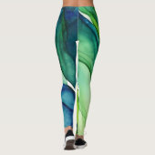 Vloeiende vormen in groen en blauw leggings (Achterkant)