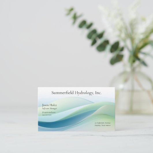 Vloeiende vormen in groene tinten visitekaartje (Staand voorkant)