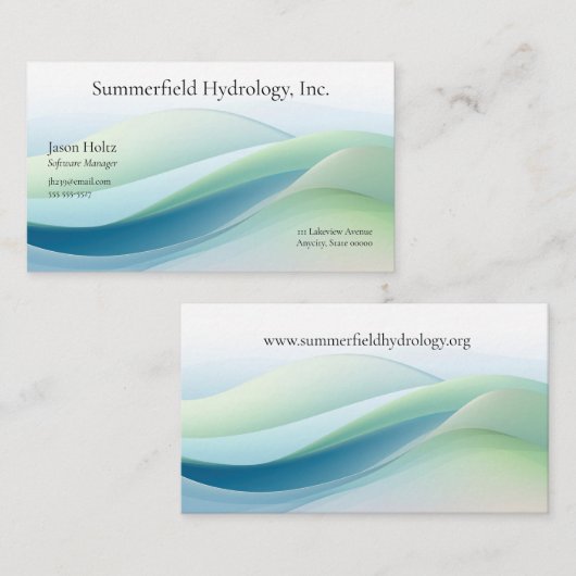 Vloeiende vormen in groene tinten visitekaartje (Voorkant / Achterkant)