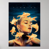 Vloeiende Vrouw en Goldfish Poster (Voorkant)