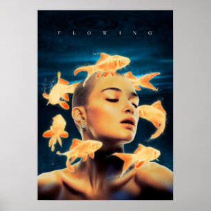 Vloeiende Vrouw en Goldfish Poster