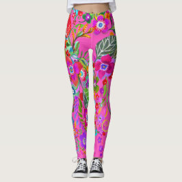 Vloeiende warme roze Leggings met fantasy