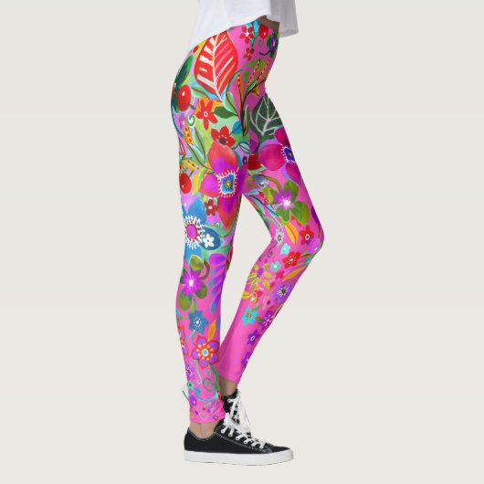 Vloeiende warme roze Leggings met fantasy (Rechts)