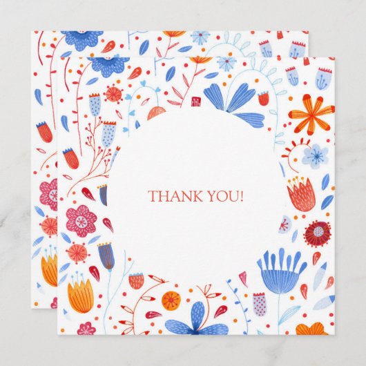 Vloeiende Waterverf weduwschap Bedankkaart (Voorkant / Achterkant)