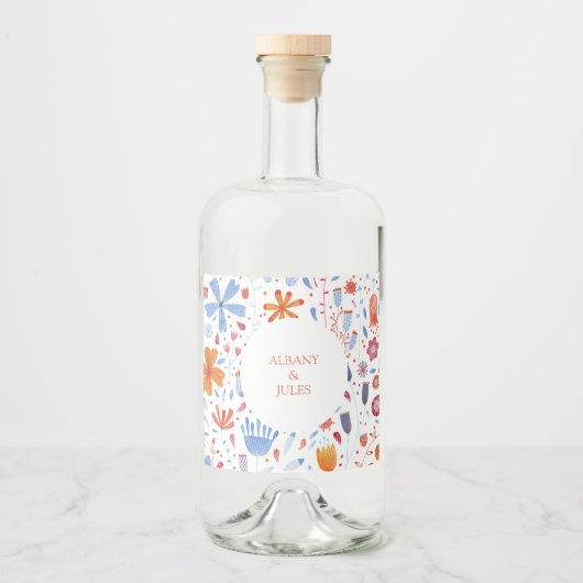 Vloeiende Waterverf weduwschap Likeurfles Etiket (Voorkant)