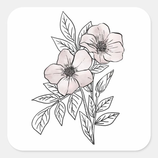 Vloeiende waterverven, esthetisch element vierkante sticker (Voorkant)