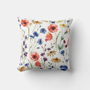 Vloeiende wilde bloemen, waterverf, papaver, koren kussen
