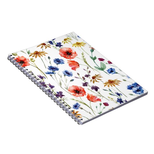 Vloeiende wilde bloemen, waterverf, papaver, koren notitieboek (Rechterzijde)