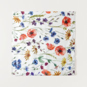 Vloeiende wilde bloemen, waterverf, papaver, koren wandkleed (Voorkant (horizontaal))