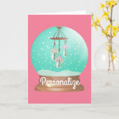 Vloeiende windjingsneeuwsneeuw wereldbol schattige kaart (Gele Bloem)