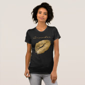 Vloeiende zwarte en Gold-lipstick T-shirt (Voorkant volledig)