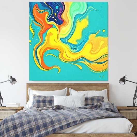 Vloeiendheid van Geluk: Abstracte Golven Canvas Afdruk (Insitu (Slaapkamer))