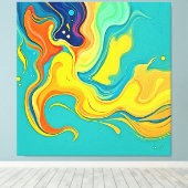 Vloeiendheid van Geluk: Abstracte Golven Canvas Afdruk (Insitu (Houten vloer))