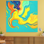 Vloeiendheid van Geluk: Abstracte Golven Canvas Afdruk (Insitu (Woonkamer))