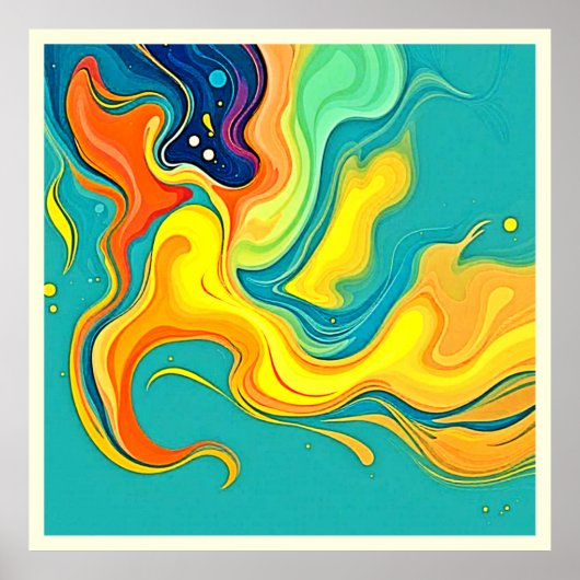 Vloeiendheid van Geluk: Abstracte Golven Poster (Voorkant)