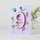 Vloeienvangers 9e verjaardag van de uitnodiging (Staand voorkant)