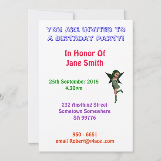 Vloeienvangers 9e verjaardag van de uitnodiging (Achterkant)