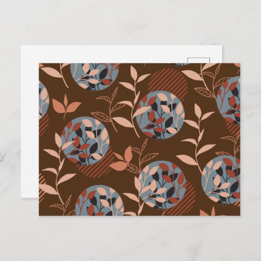 Vloeiing en bladeren in het herfstpatroon briefkaart (Voorkant / Achterkant)