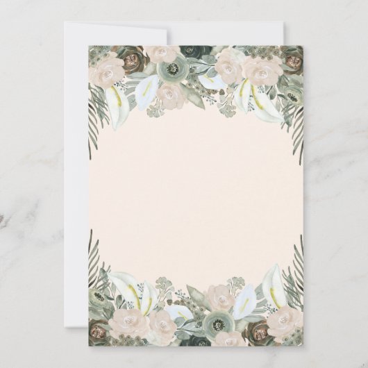 Vloeiing en Floral | Blush Pink Bridal Brunch Kaart (Achterkant)