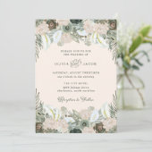 Vloeiing en Floral | Blush roze bruiloft Kaart (Staand voorkant)