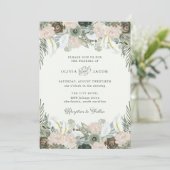 Vloeiing en Floral | Light Green Wedding Kaart (Staand voorkant)