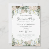 Vloeiing en Floral | Sage Green Graduation Party Kaart (Voorkant)
