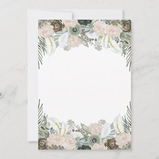 Vloeiing en Floral | Sage Green Graduation Party Kaart (Achterkant)
