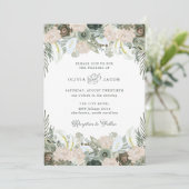Vloeiing en Floral | Sage Green Wedding Kaart (Staand voorkant)