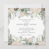 Vloeiing en Floral | Sage Green Wedding Kaart (Voorkant)