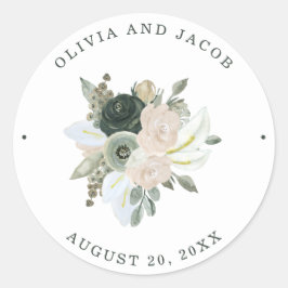 Vloeiing en Floral | Sage Green Wedding Ronde Sticker