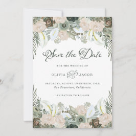 Vloeiing en Floral | Sage Green Wedding Save The Date
