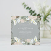 Vloeiing en Floral | Zachte grijze bruiloft Kaart (Staand voorkant)