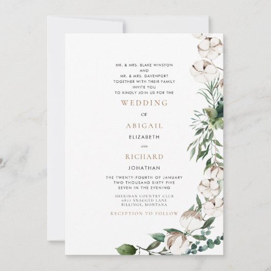 Vloeiing en katoen Beide stellen het huwelijk van Kaart (Voorkant)