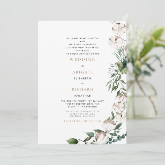 Vloeiing en katoen Beide stellen het huwelijk van  Kaart (Staand voorkant)