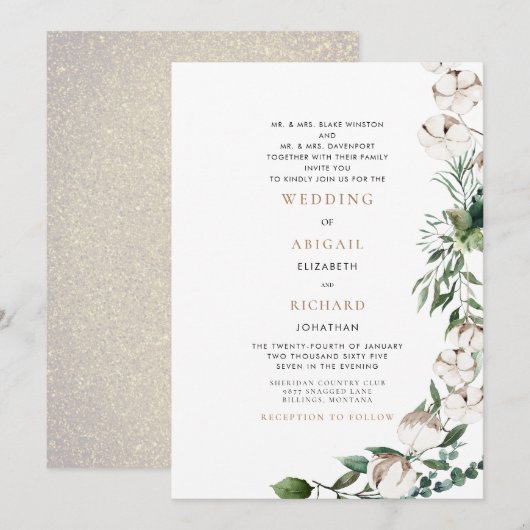 Vloeiing en katoen Beide stellen het huwelijk van Kaart (Voorkant / Achterkant)