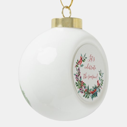 Vloeiing, heilig, kardinaal Snowflake met sierstru Keramische Bal Ornament (Links)
