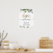 Vloeiing Safari Animals Baby shower Welkomstteken Poster (Keuken)