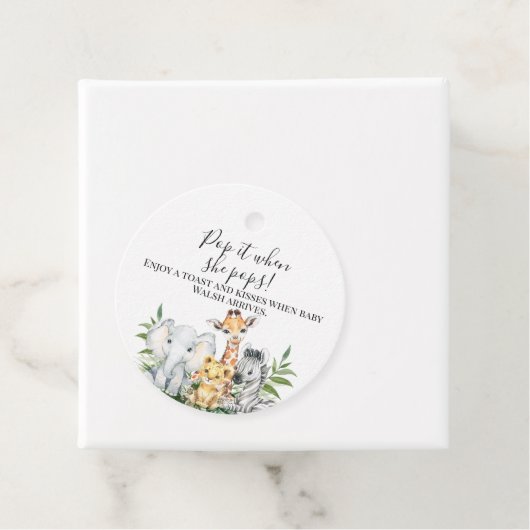 Vloeiing Safari Dieren Baby shower Pop it Bedankjes Labels (In situ)