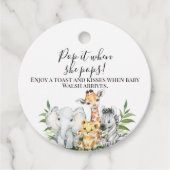 Vloeiing Safari Dieren Baby shower Pop it Bedankjes Labels (Voorkant)