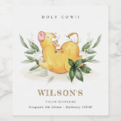 Vloeiing van Boerderij van de Heilige Koe Kinder e Wijn Etiket (Enkel label)