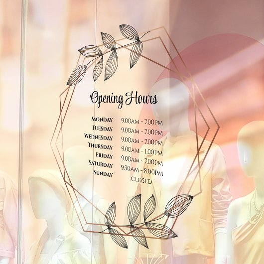 Vloeiingsgeometrische lijst Openingstijden Venster Raamsticker