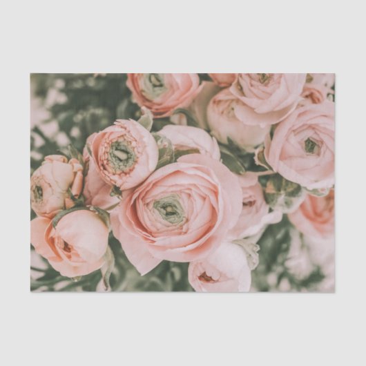 VLOEIPAPIER : BLOEMEN : PIJONROZEN TISSUEPAPIER (Voorkant)