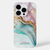 Vloeistof Abstracte alcoholinkt Magenta Gold Blauw Case-Mate iPhone Case (Achterkant)