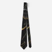 Vloeistof Swirl Marmer Golden Black Stropdas (Voorkant)