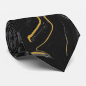 Vloeistof Swirl Marmer Golden Black Stropdas (Opgerold)