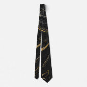 Vloeistof Swirl Marmer Golden Black Stropdas (Achterkant)