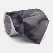 Vloeistof Swirl Marmer Golden Black Stropdas (Opgerold)