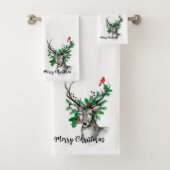 Vloeistof voor vrolijke kerstrendieren en kardinaa bad handdoek (Insitu)