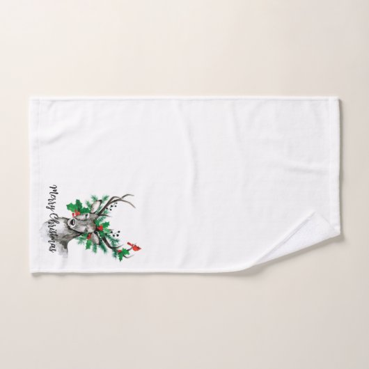 Vloeistof voor vrolijke kerstrendieren en kardinaa bad handdoek (Handdoek)