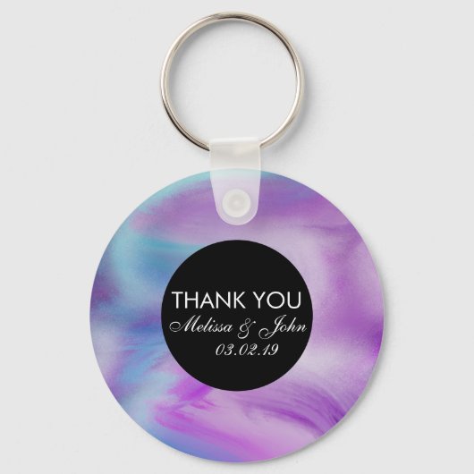 Vloeistofinkt kleurrijk Paars marmer draf Dank u w Sleutelhanger (Voorkant)